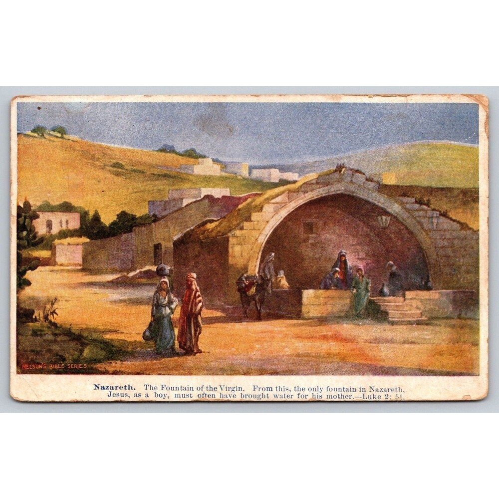 1911 Nazareth Fountain of the Virgin Postcard Nelson's Bible Series Russellville